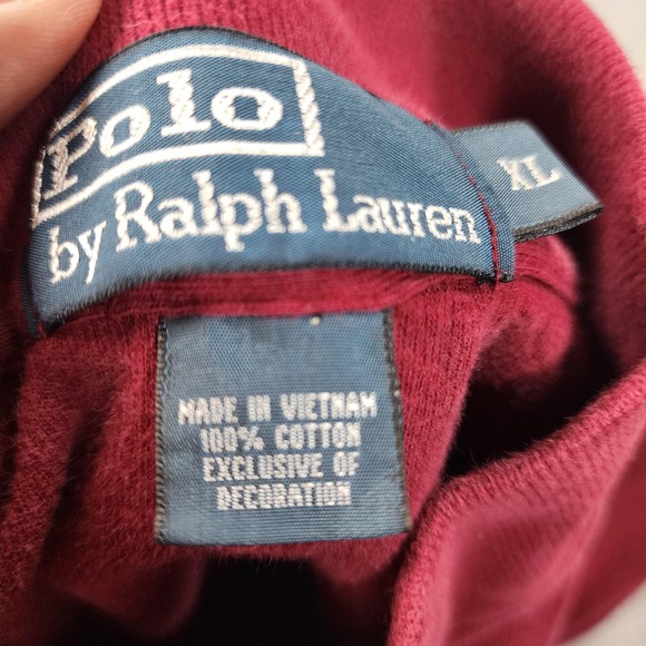 Polo Ralph Lauren Jumper Pullover Mens XL 1/4 Zip Burgundy Sweater‎ Estate Rib - Picture 10 of 15